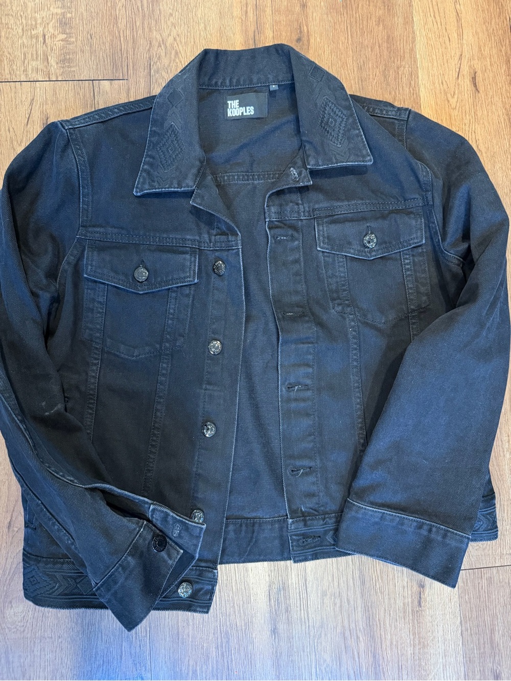 The Kooples Black Denim Trucker Jacket